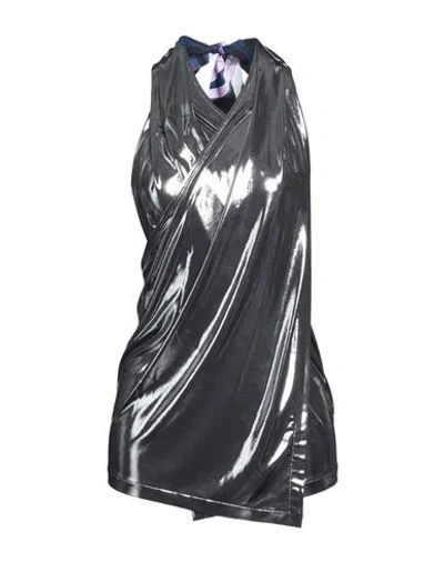 Pucci Woman Top Silver Size L Polyester, Elastane In Gray