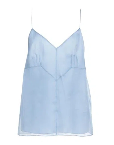 Pucci Woman Top Sky Blue Size 10 Silk