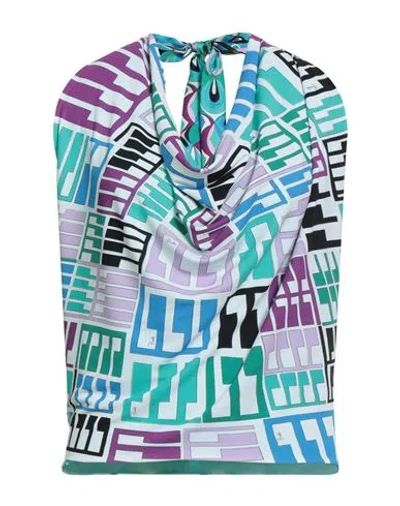 Pucci Woman Top Turquoise Size 14 Viscose, Silk In Multi
