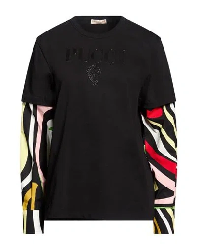 Pucci Woman T-shirt Black Size L Cotton