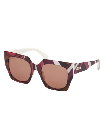 Pucci 52mm Acetate Butterfly Sunglasses In Brown