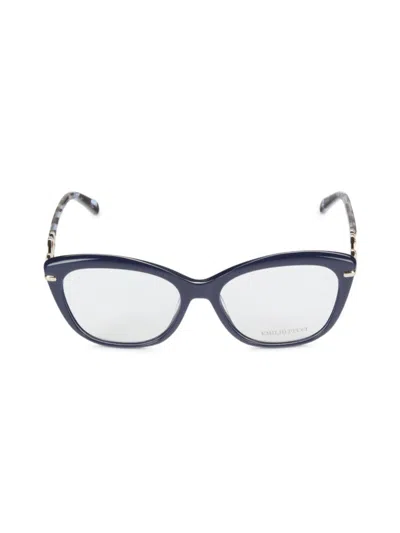Pucci Women's 55mm Cat-eye Eyeglasses In Blue