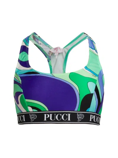 Pucci Women's Abstract-print Racerback Sports Bra In Multi