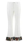 Pucci Abstrac-print Fringed Flared Trousers In White
