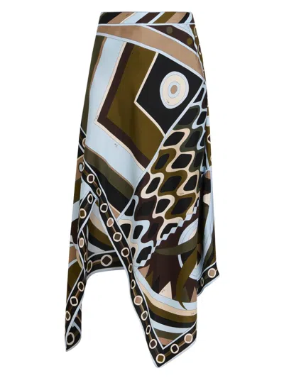Pucci Women's L'alba Printed Silk Twill Midi-skirt In Multi