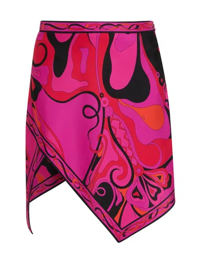 Pucci Women's L'alba Printed Silk Twill Miniskirt In Pink