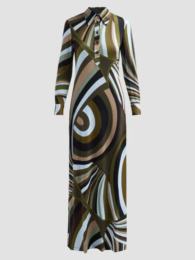 Pucci Women's L'alba Satin Jersey Maxi Dress In Green
