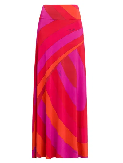 Pucci Women's Parade Jersey Satin Maxi Skirt In Red