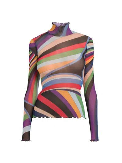 Pucci Women's Parade Lettuce-trim Turtleneck Top
