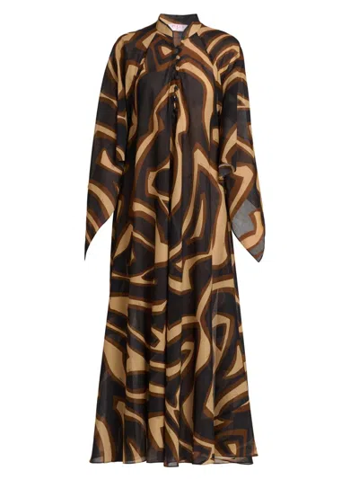 Pucci Women's Passepartout Cotton Gauze Oversized Caftan In Brown
