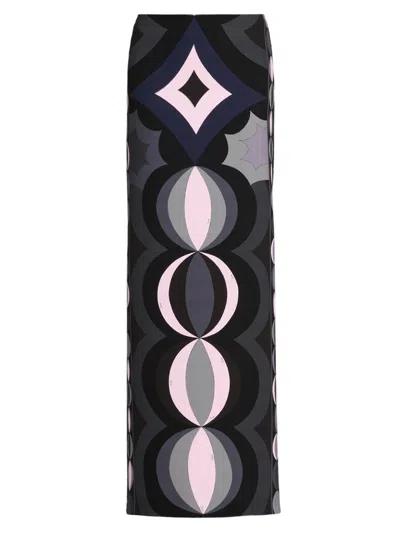 Pucci Women's Passepartout Printed Silk Maxi Skirt In Black