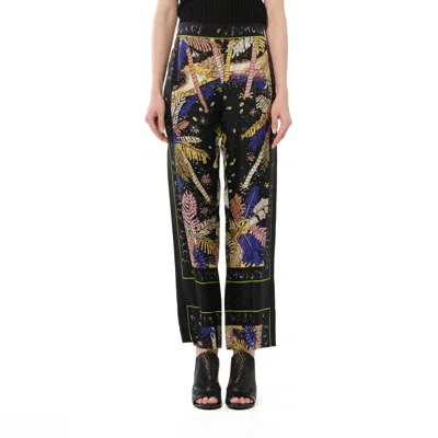 Pucci Women's Print Palm Trousers In Black/yellow
