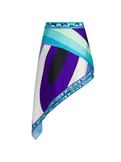 Pucci Women's Printed Asymmetric Silk Skirt In Multi