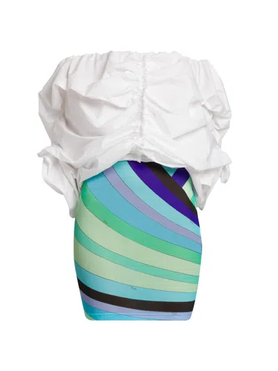 Pucci Women's Ruched Cotton Poplin Top In White