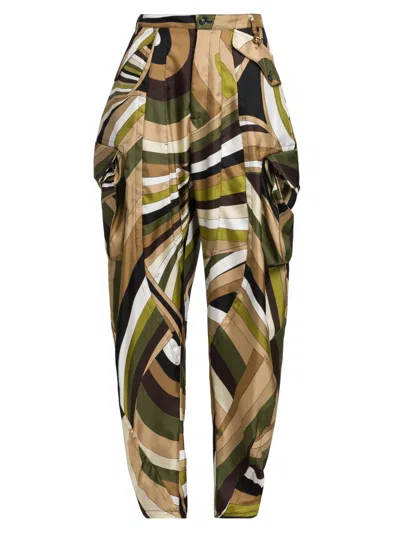 Pucci Women's Silk Cigarette Trousers In Brown