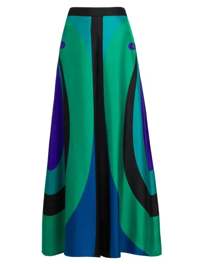 Pucci Women's Silk Twill Wide-leg Pants In Green