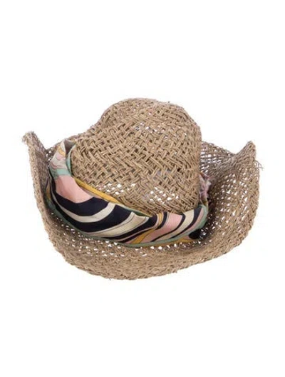 Pre-owned Pucci Women's Straw Sun Hat In Neutrals