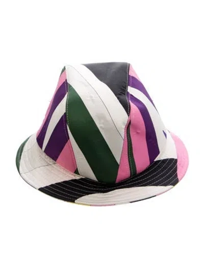 Pre-owned Pucci Women's White And Multicolor Patterned Bucket Hat. Designer Size 1.