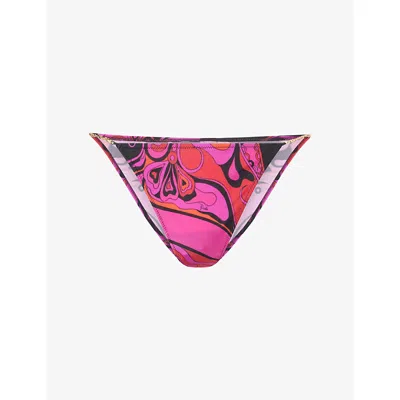 Pucci Womens Fuchsia Black Orchidee Printed Bikini Bottoms Xl In Pink