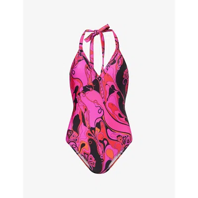 Pucci Womens Fuchsia Black Orchidee Printed Swimsuit In Multi