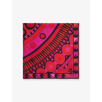 Pucci Womens Fuchsia/black Printed Square Silk Scarf In Multi
