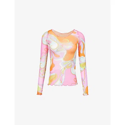 Pucci Womens Multicolor Printed Long-sleeve Woven T-shirt