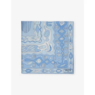 Pucci Womens Pale Blue Angoli Print Silk Scarf