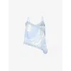 Pucci Printed Asymmetric Strap Top In Blue