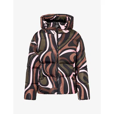 Pucci Womens Printed Padded Shell-down Jacket Khaki Pink In Multi