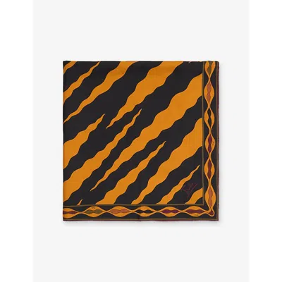 Pucci Womens Printed Silk Twill Scarf Bordeaux Gold