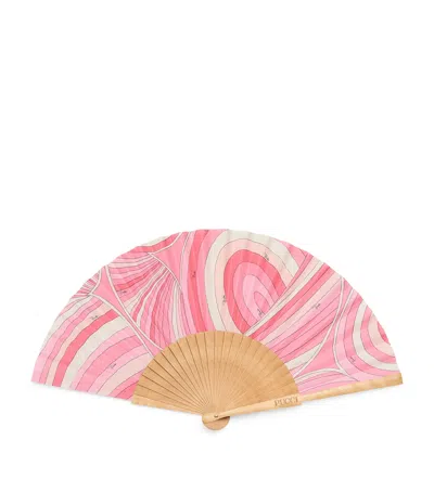 Pucci Wood Iride Print Fan In Pink
