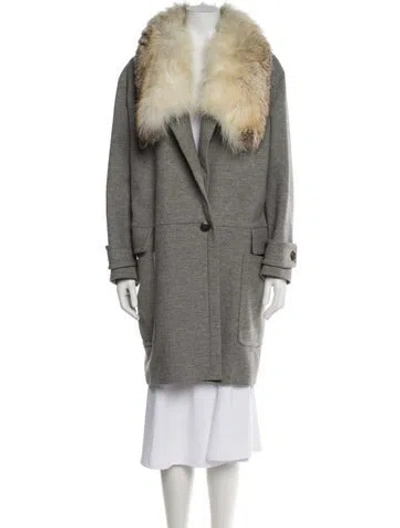 Pre-owned Pucci Wool Faux Fur Jacket In Grey