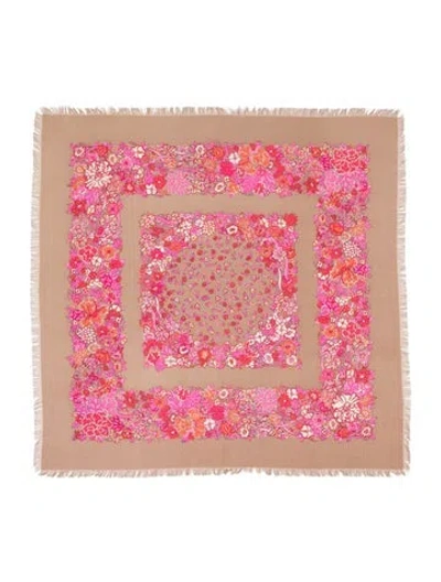 Pre-owned Pucci Wool Floral Print Scarf In Pink