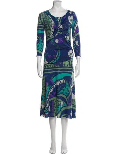 Pre-owned Pucci Wool Midi Length Dress In Blue