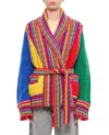 Pucci Colorblocked Striped Wool Wrap Cardigan In Multicolor