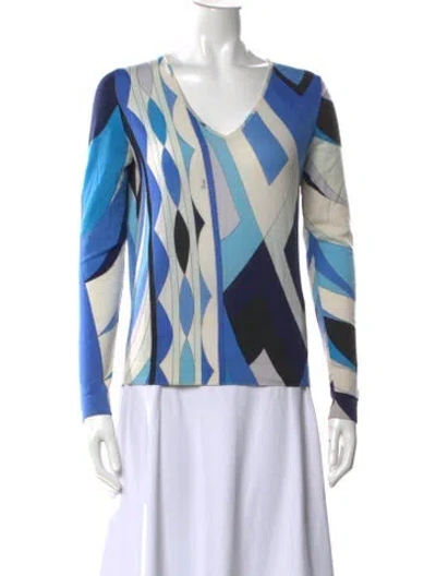 Pre-owned Pucci Wool Patterned Top In Blue