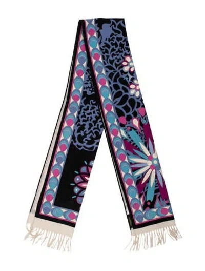 Pre-owned Pucci Wool Printed Scarf In Blue