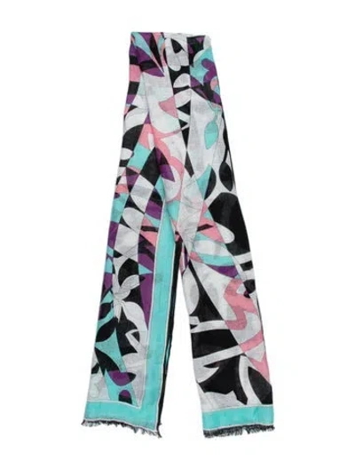 Pre-owned Pucci Wool Printed Scarf In Blue