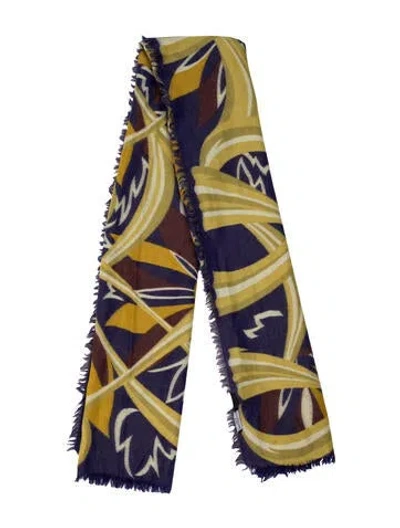 Pre-owned Pucci Wool Printed Scarf In Blue