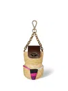 Pucci Woven Leather Key Chain In Neutrals