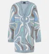 Pucci X Fusalp Intarsia Wool Cardigan In Celeste