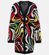Pucci X Fusalp Intarsia Wool Cardigan In Nero/rosso