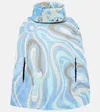 Pucci X Fusalp Printed Poncho In Celeste