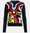 Pucci X Fusalp Intarsia Wool Sweater In Nero/rosso