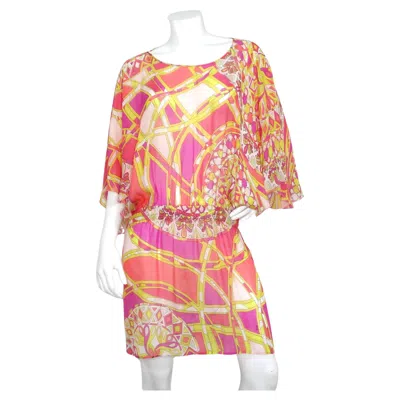 Pre-owned Pucci Y2k Emilio  Sheer Silk Print Backless Dress In Sand