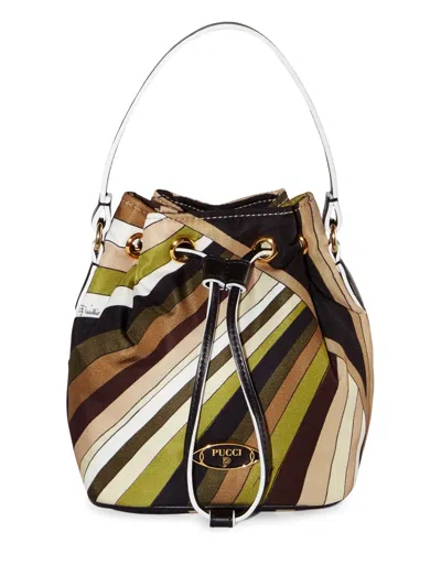 Pucci Small Printed Drawstring Bag In Green