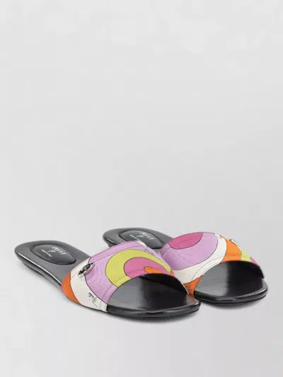 Pucci Yummy Flat Slide Sandals Open Toe In Black