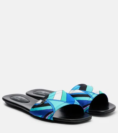 Pucci Yummy Iride Twill Slides In Blue
