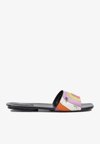 PUCCI YUMMY PRINTED SILK SLIDES