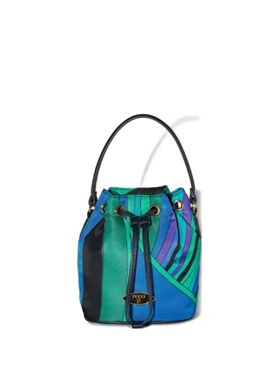 Pucci Striped Bucket Bag In Green